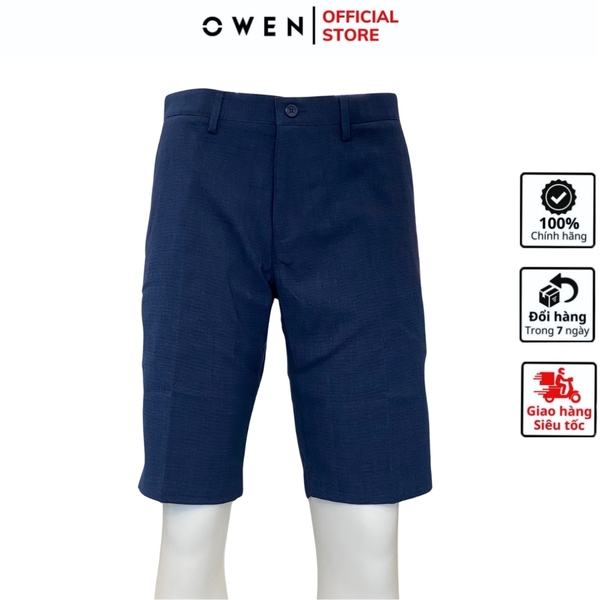 Quần Short Nam Owen ST231817 sóc âu màu xanh dáng slim fit chất liệu polyester
