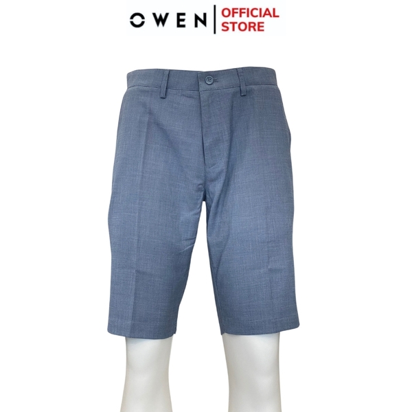 Quần Short Nam Owen ST231818 sóc âu màu xanh sáng dáng slim fit chất liệu polyester