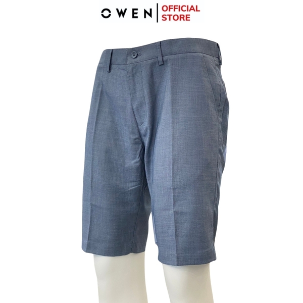 Quần Short Nam Owen ST231818 sóc âu màu xanh sáng dáng slim fit chất liệu polyester