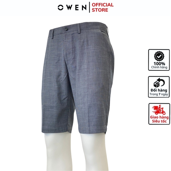 Quần Short Nam Owen ST231809 sóc âu màu xám nhạt dáng slim fit chất liệu polyester
