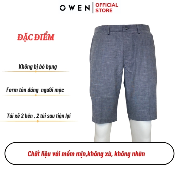 Quần Short Nam Owen ST231809 sóc âu màu xám nhạt dáng slim fit chất liệu polyester
