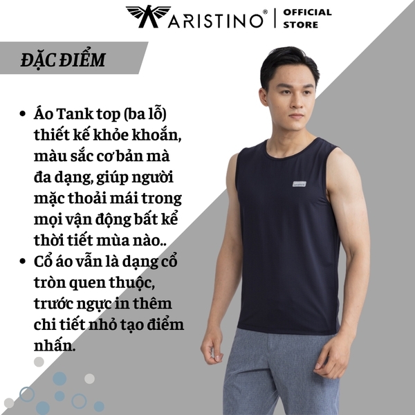 Áo Ba Lỗ Nam Aristino ATT005S3 Áo thun sát nách Màu: Xám 42 kẻ, Xanh biển 254 kẻ, Xanh cổ vịt 58 kẻ, Xanh tím than 49 kẻ