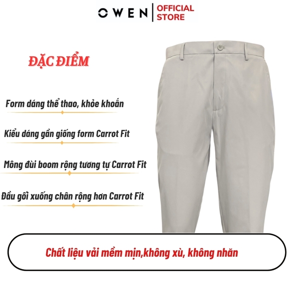 Quần Tây Nam Owen QG242425 màu be dáng S-Form chất liệu poly