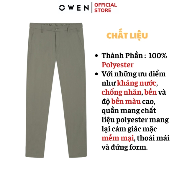 Quần Tây Nam Owen QG242424 màu nâu xám dáng S-Form chất liệu poly