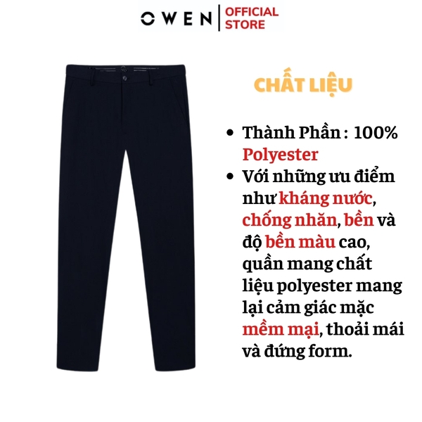 Quần Tây Nam Owen QG242422 màu đen dáng S-Form chất liệu poly