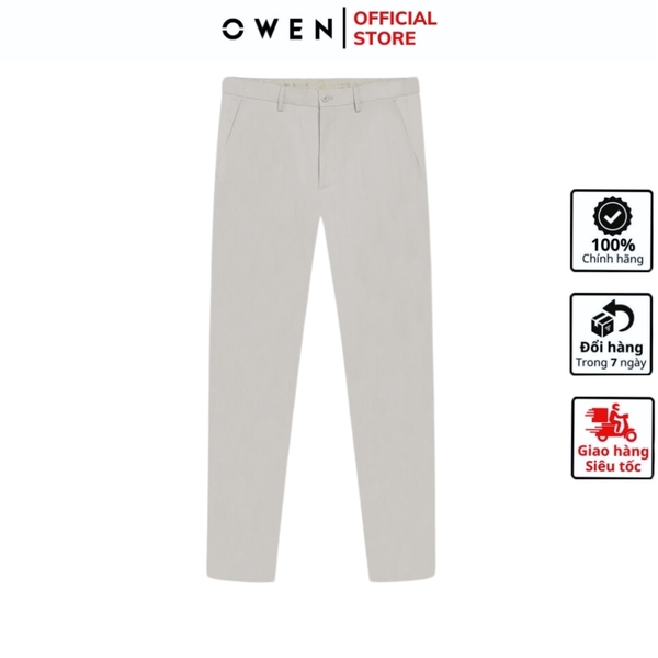 Quần Tây Nam Owen QG242425 màu be dáng S-Form chất liệu poly