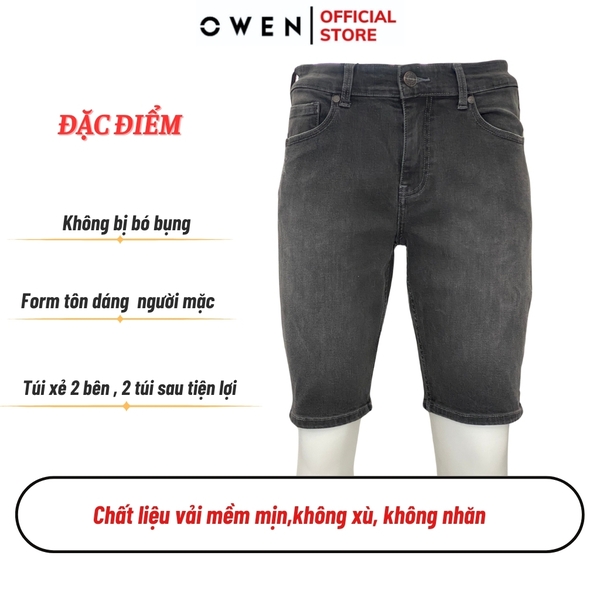 Quần Short Nam Owen SJ231825 màu xám nhạt dáng Slim Fit chất liệu cotton