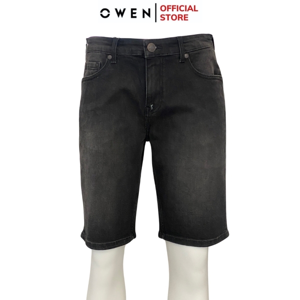 Quần Short Nam Owen SJ231827 màu đen dáng Slim Fit chất liệu cotton