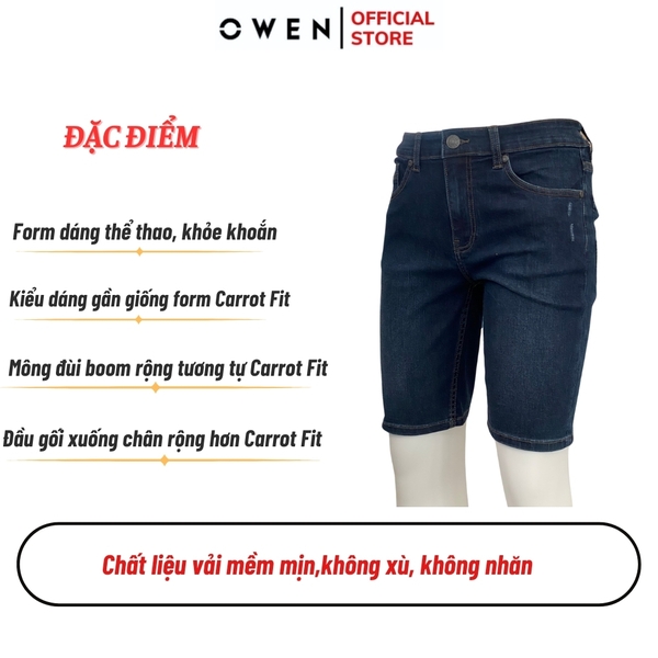 Quần Short Nam Owen SJ231824 màu xanh đậm dáng Slim Fit chất liệu cotton