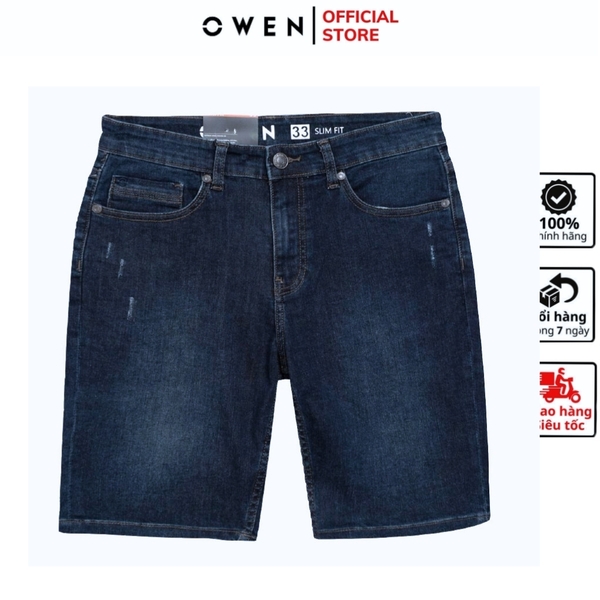 Quần Short Nam Owen SJ231824 màu xanh đậm dáng Slim Fit chất liệu cotton