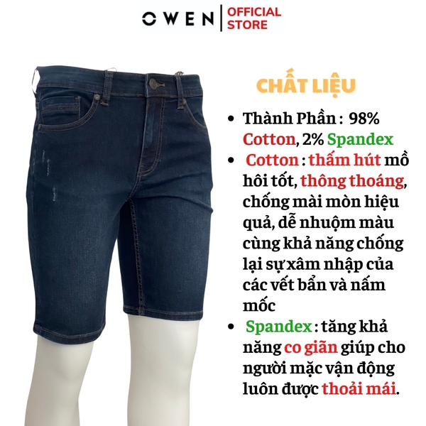 Quần Short Nam Owen SJ231824 màu xanh đậm dáng Slim Fit chất liệu cotton