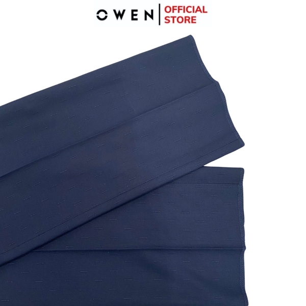 Quần Tây Nam Owen QRT242405 màu xanh tím than trơn dáng suông cạp tăng đơ chất liệu TR spandex