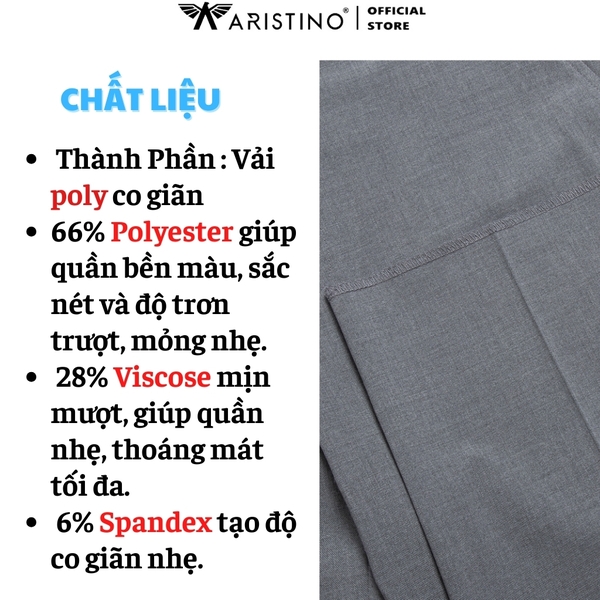 Quần Âu Nam Aristino Quần Tây ATR0120Z Màu Đen 1, Xám 55