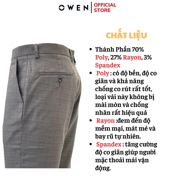 Quần Short Nam Owen SW231917 Sóc Âu màu xám xước dáng Slim fit chất liệu polyester