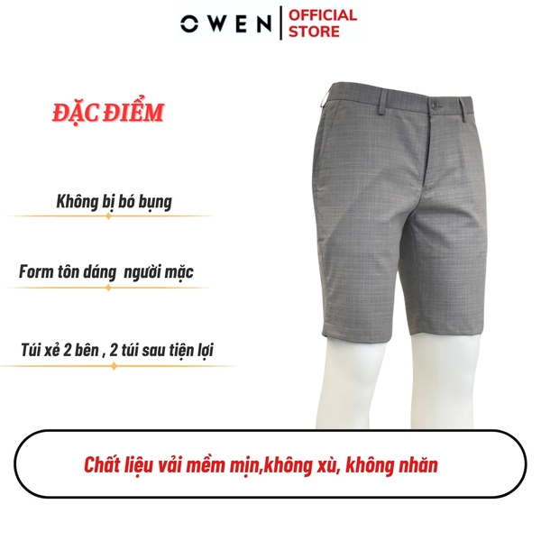 Quần Short Nam Owen SW231917 Sóc Âu màu xám xước dáng Slim fit chất liệu polyester