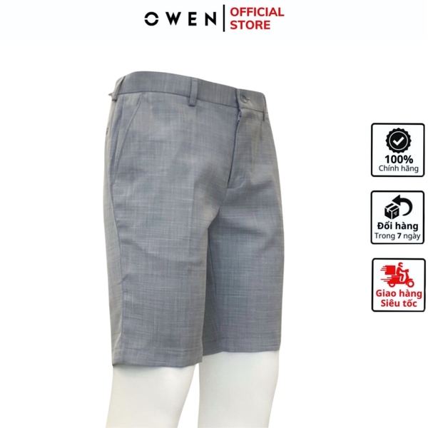 Quần Short Nam Owen ST231282 (SW231920) Sóc Âu màu xám nhạt xước dáng Slim fit chất liệu polyester