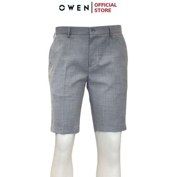 Quần Short Nam Owen ST231282 (SW231920) Sóc Âu màu xám nhạt xước dáng Slim fit chất liệu polyester