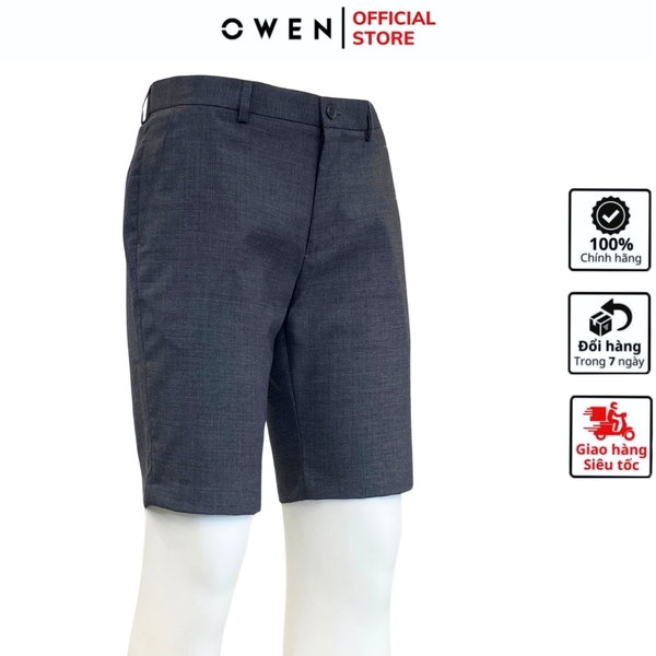 Quần Short Nam Owen SW231921 Sóc Âu màu xám đậm xước dáng Slim fit chất liệu polyester