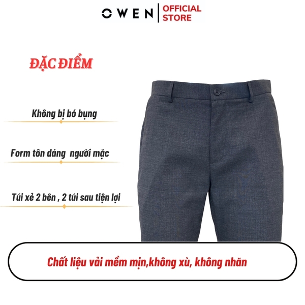 Quần Short Nam Owen SW231921 Sóc Âu màu xám đậm xước dáng Slim fit chất liệu polyester