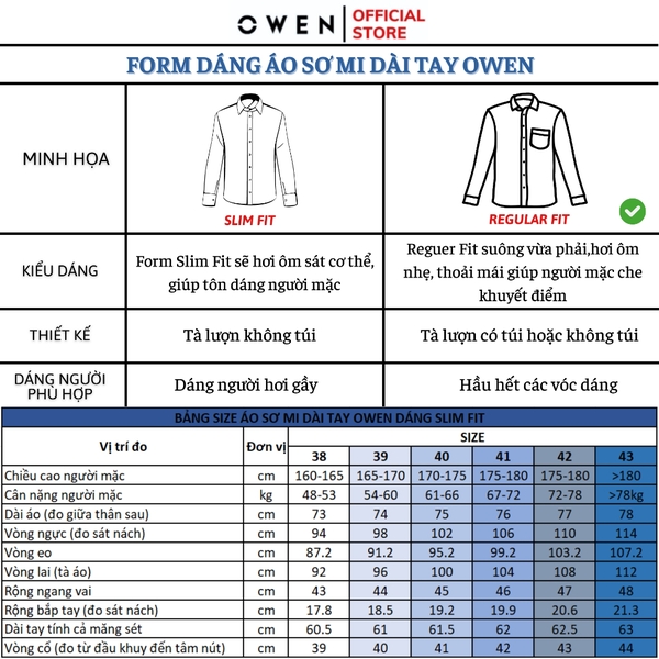 Áo Sơ Mi Nam Tay Dài Owen AR220149DT Màu Kẻ Caro Lớn Nâu Be Đen Dáng Regular Fit Tà Lượn Có Túi Vải Sợi Tre
