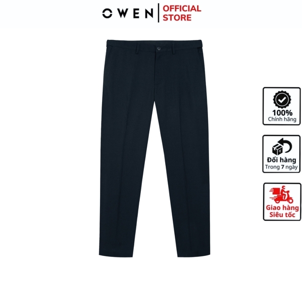 Quần Tây Nam Owen QST242420 màu xanh tím than dáng slim fit cạp tăng đơ chất liệu polyester