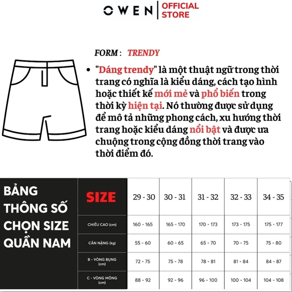Quần Short Nam Owen SV242426 sóc âu màu xám đậm dáng trendy chất liệu nano