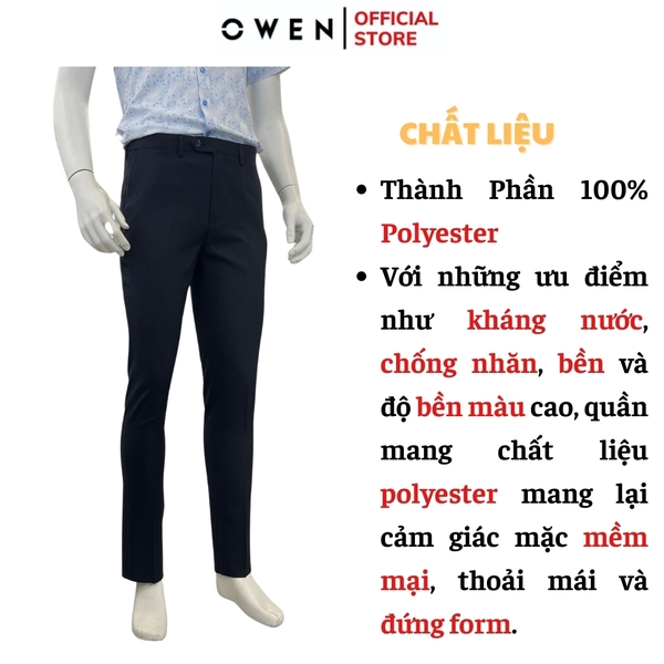 Quần Tây Nam Owen QST242420 màu xanh tím than dáng slim fit cạp tăng đơ chất liệu polyester