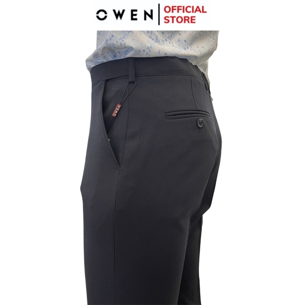 Quần Tây Nam Owen QST242420 màu xanh tím than dáng slim fit cạp tăng đơ chất liệu polyester
