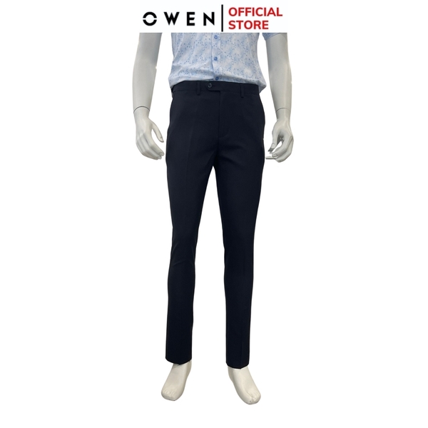 Quần Tây Nam Owen QST242420 màu xanh tím than dáng slim fit cạp tăng đơ chất liệu polyester