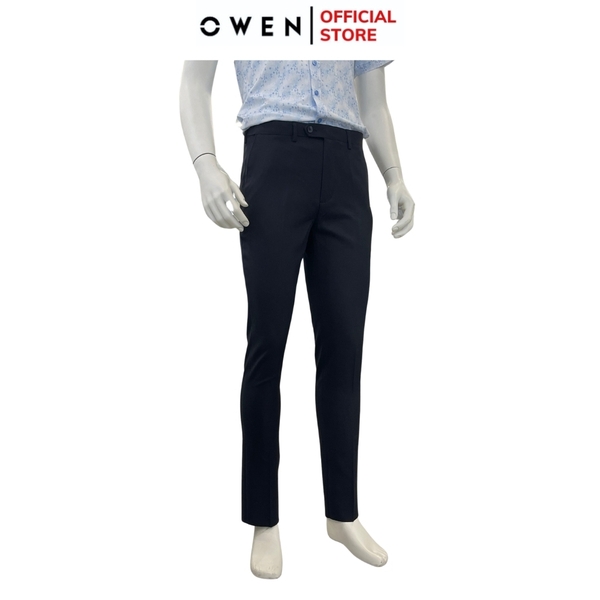 Quần Tây Nam Owen QST242420 màu xanh tím than dáng slim fit cạp tăng đơ chất liệu polyester