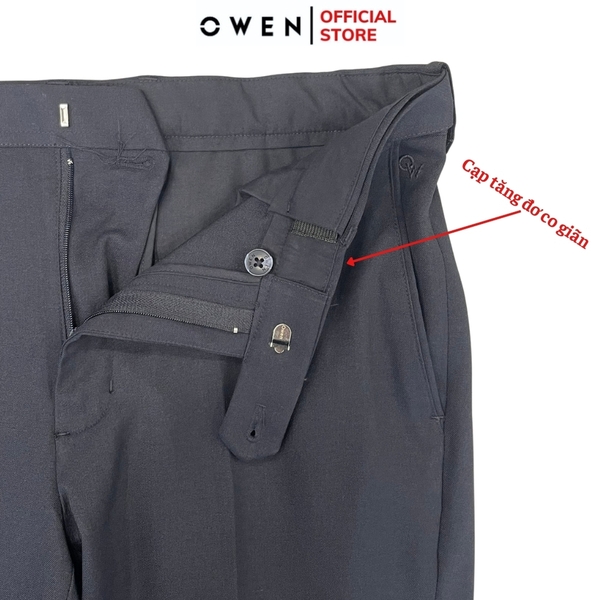 Quần Tây Nam Owen QST242420 màu xanh tím than dáng slim fit cạp tăng đơ chất liệu polyester