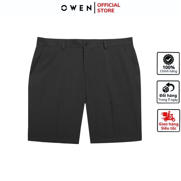 Quần Short Nam Owen SV242426 sóc âu màu xám đậm dáng trendy chất liệu nano
