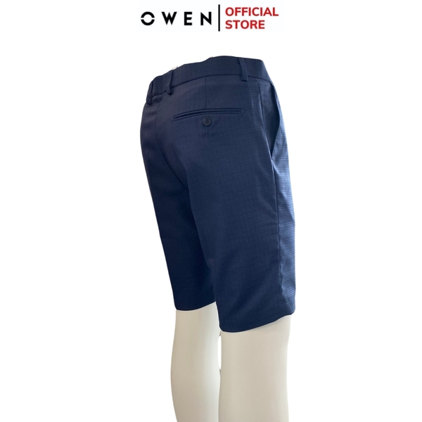 Quần Short Nam Owen SW231918 sóc âu màu xanh kẻ dáng trendy chất liệu poly spandex