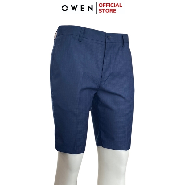 Quần Short Nam Owen SW231918 sóc âu màu xanh kẻ dáng trendy chất liệu poly spandex