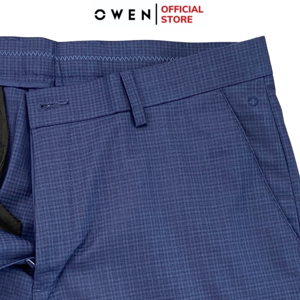 Quần Short Nam Owen SW231918 sóc âu màu xanh kẻ dáng trendy chất liệu poly spandex