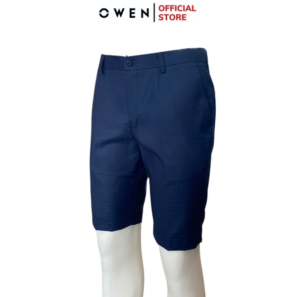Quần Short Nam Owen SW231918 sóc âu màu xanh kẻ dáng trendy chất liệu poly spandex