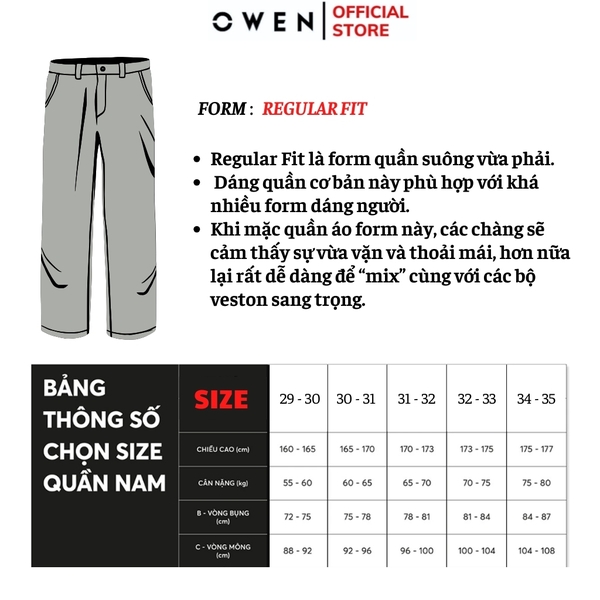 Quần Kaki Nam Owen QKR241202 màu đen dáng regular fit chất liệu poly recycled