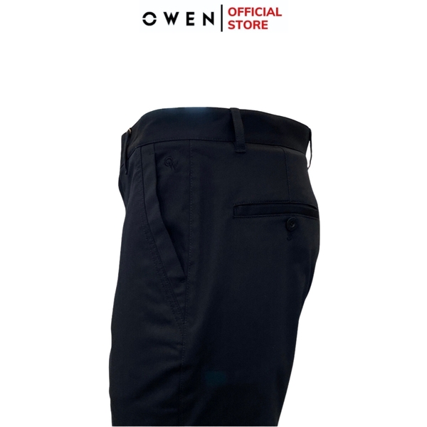 Quần Kaki Nam Owen QKR241202 màu đen dáng regular fit chất liệu poly recycled
