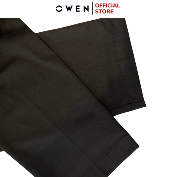 Quần Kaki Nam Owen QKR241202 màu đen dáng regular fit chất liệu poly recycled