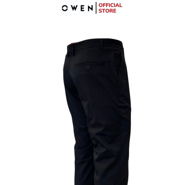 Quần Kaki Nam Owen QKR241202 màu đen dáng regular fit chất liệu poly recycled