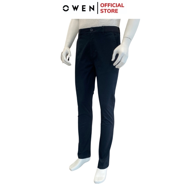 Quần Kaki Nam Owen QKSL241234 màu xanh navy dáng ôm slim fit cạp tăng đơ chất liệu CVC Spandex