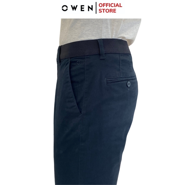 Quần Kaki Nam Owen QKSL241234 màu xanh navy dáng ôm slim fit cạp tăng đơ chất liệu CVC Spandex