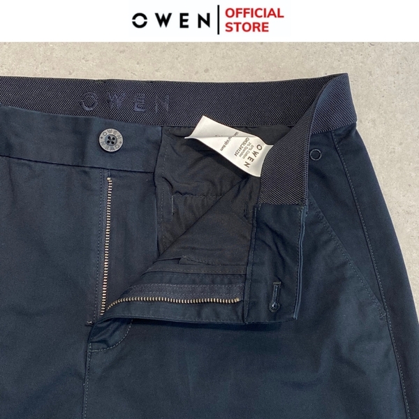 Quần Kaki Nam Owen QKSL241234 màu xanh navy dáng ôm slim fit cạp tăng đơ chất liệu CVC Spandex
