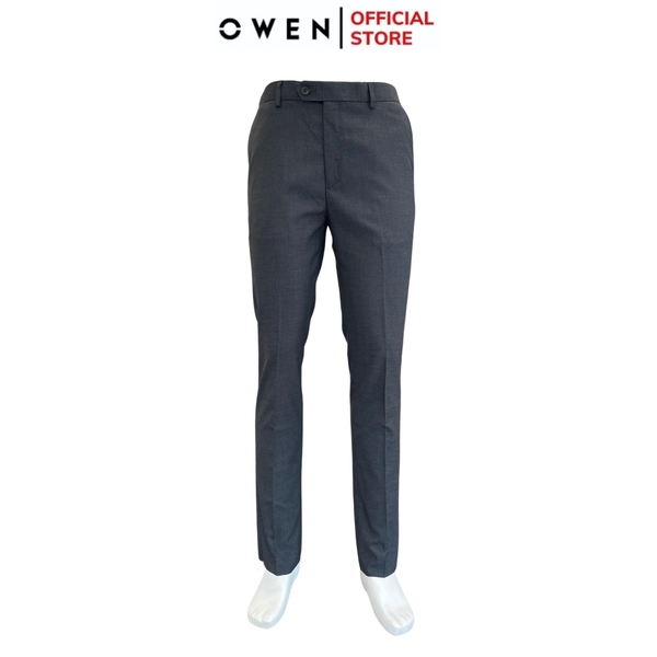 Quần Tây Nam Owen QRT242409 màu xám đậm dáng suông Regular fit cạp tăng đơ chất liệu TR spandex