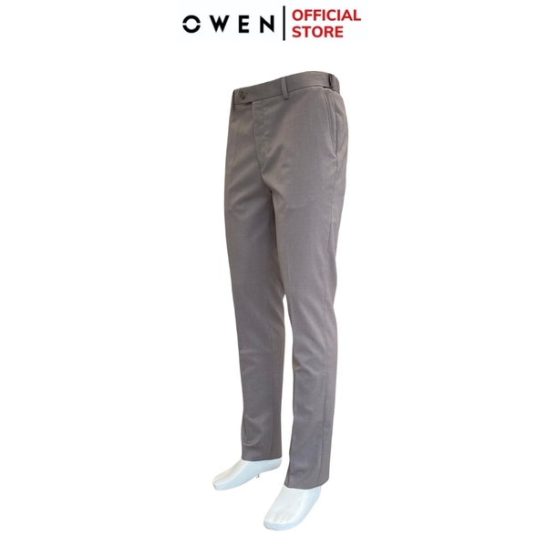 Quần Tây Nam Owen QRT242441 màu xám dáng suông Regular fit cạp tăng đơ chất liệu TR spandex