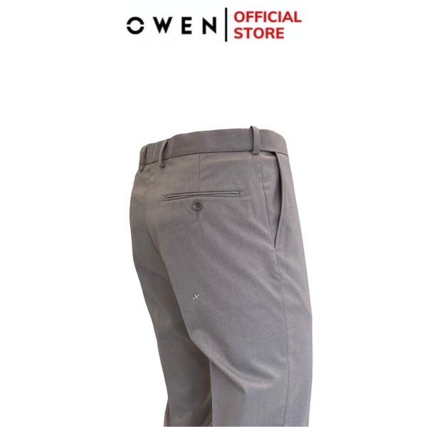 Quần Tây Nam Owen QRT242441 màu xám dáng suông Regular fit cạp tăng đơ chất liệu TR spandex
