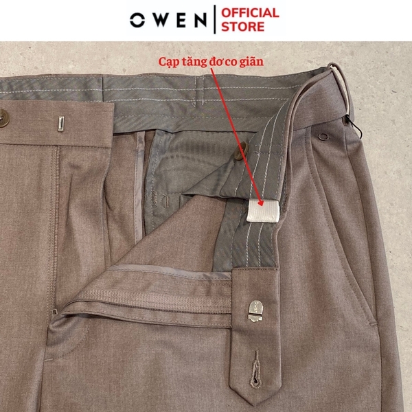 Quần Tây Nam Owen QRT242441 màu xám dáng suông Regular fit cạp tăng đơ chất liệu TR spandex