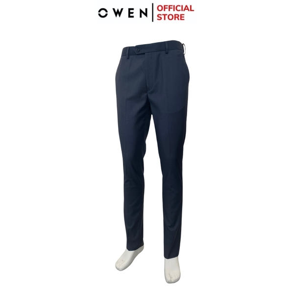 Quần Tây Nam Owen QST242468R màu xám đậm dáng ôm slim fit cạp tăng đơ chất liệu TR spandex