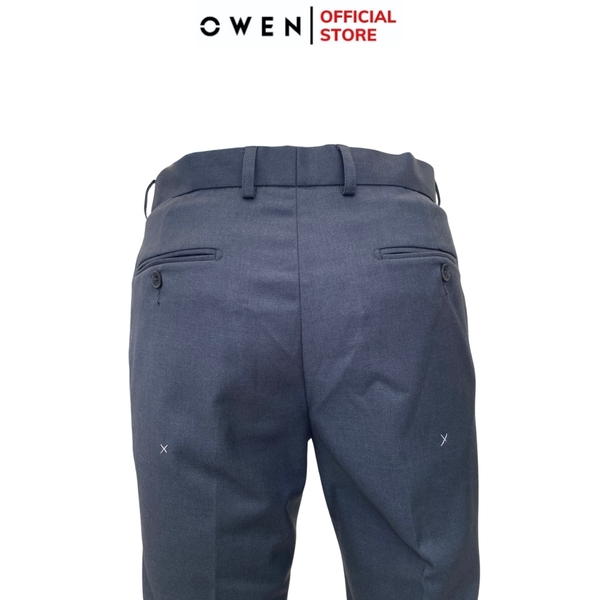 Quần Tây Nam Owen QST242468R màu xám đậm dáng ôm slim fit cạp tăng đơ chất liệu TR spandex
