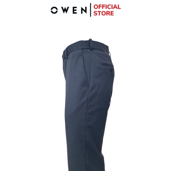 Quần Tây Nam Owen QST242468R màu xám đậm dáng ôm slim fit cạp tăng đơ chất liệu TR spandex